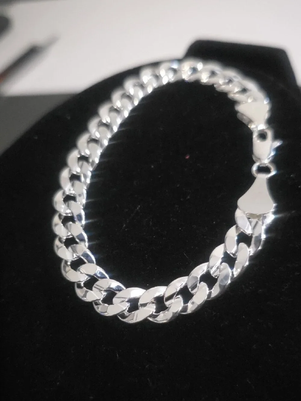 New 8.5inch Silver Filled Cuban Link Bracelet